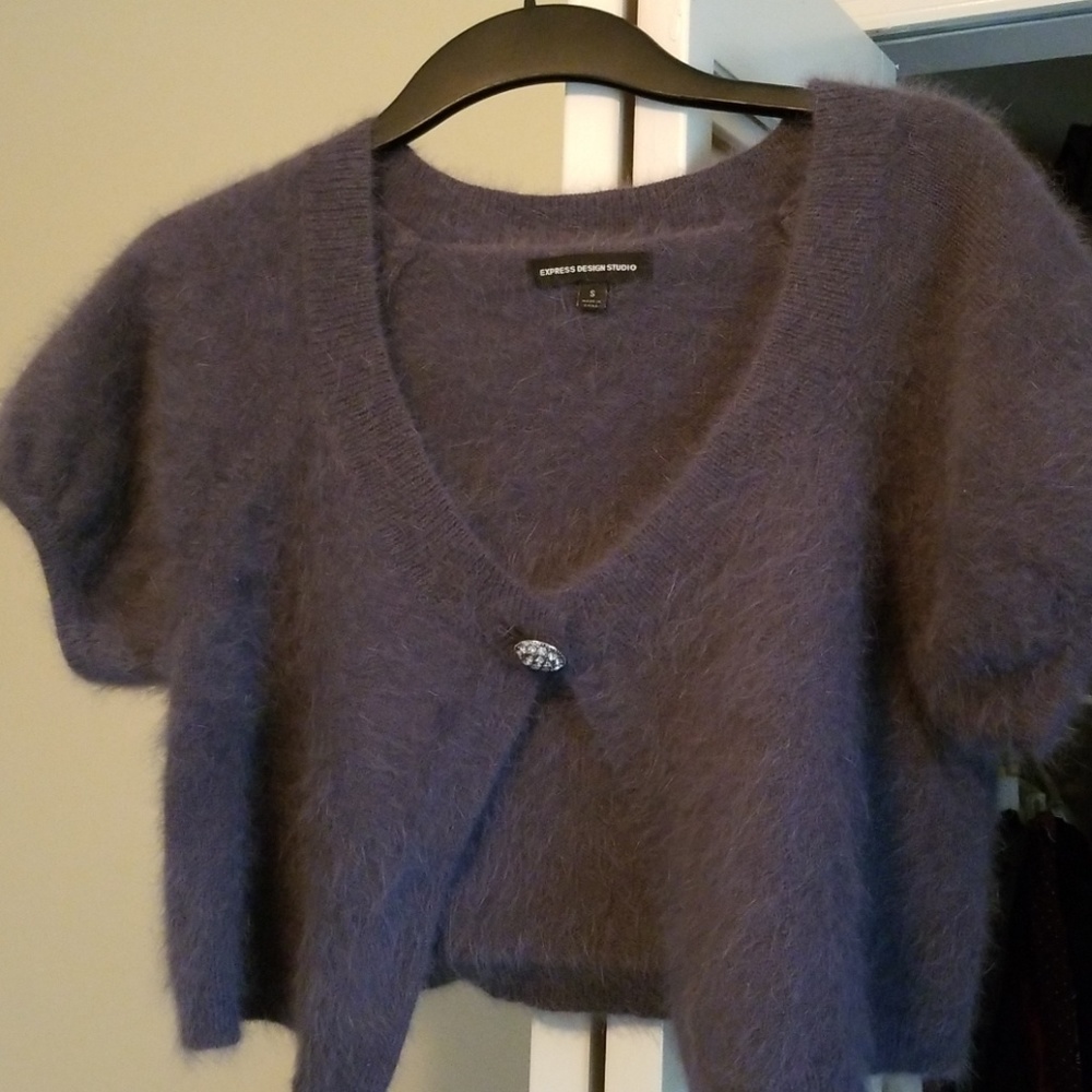 Grey angora bolero sweater